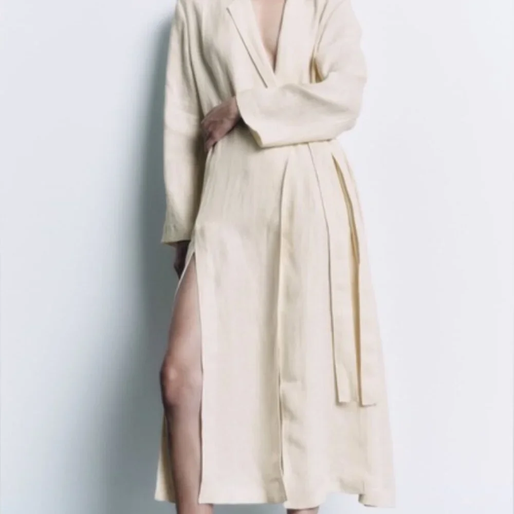 Zara Vented Linen Coat Limited Edition - Picture 2 of 4